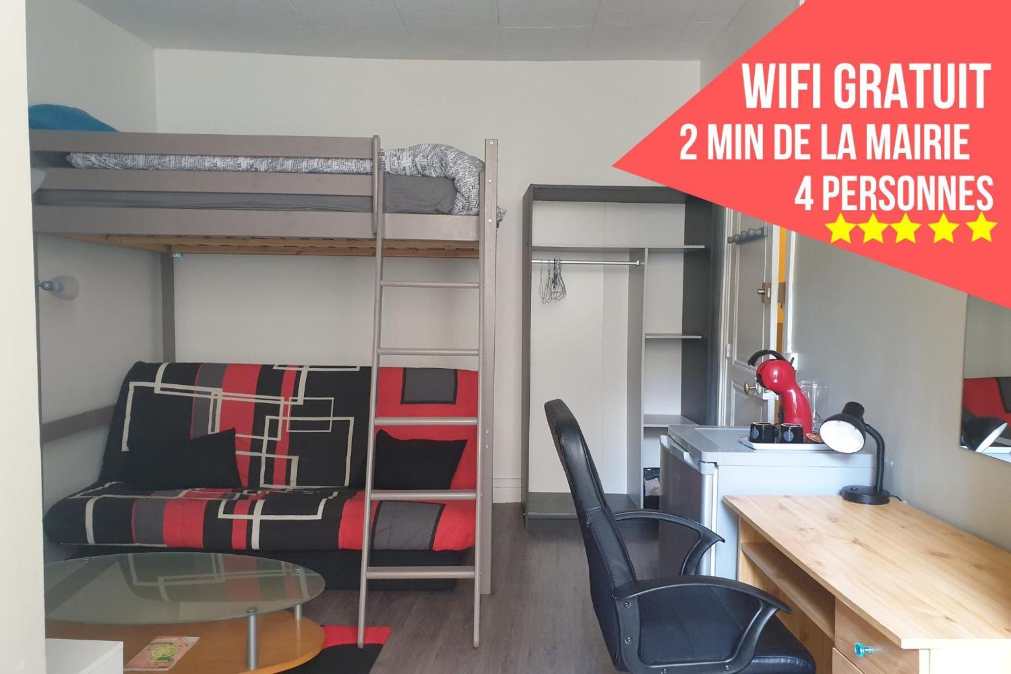 Chambres Poitiers Centre Ville - Salle de Bain, Réfrigérateur, TV et machine à café privatifs - Cuisine commune - Terrasse - Hôtel de ville à 200m Quarto foto